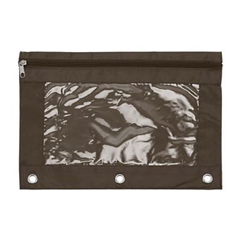 1 pc Pencil Case for 3 Ring Binder, Double Layer, Smooth Zipper, Transparent Window, w 3 Reinforced