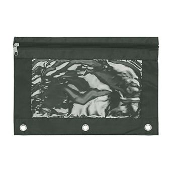 1 pc Pencil Case for 3 Ring Binder, Double Layer, Smooth Zipper, Transparent Window, w 3 Reinforced