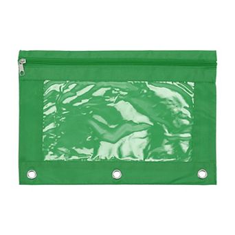 1 pc Pencil Case for 3 Ring Binder, Double Layer, Smooth Zipper, Transparent Window, w 3 Reinforced