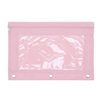 1 pc Pencil Case for 3 Ring Binder, Double Layer, Smooth Zipper, Transparent Window, w 3 Reinforced