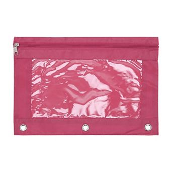 1 pc Pencil Case for 3 Ring Binder, Double Layer Transparent Window, 3 Reinforced
