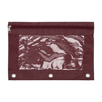 1 pc Pencil Case for 3 Ring Binder, Double Layer, Smooth Zipper, Transparent Window, w 3 Reinforced