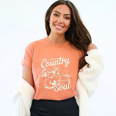 Country Soul Guitar - Women's Garment Dyed Graphic T-Shirt