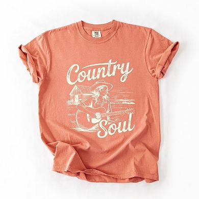 Country Soul Guitar - Women's Garment Dyed Graphic T-Shirt