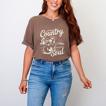 Country Soul Guitar - Women's Garment Dyed Graphic T-Shirt