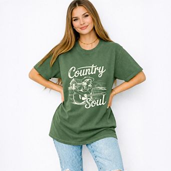 Country Soul Guitar - Women's Garment Dyed Graphic T-Shirt