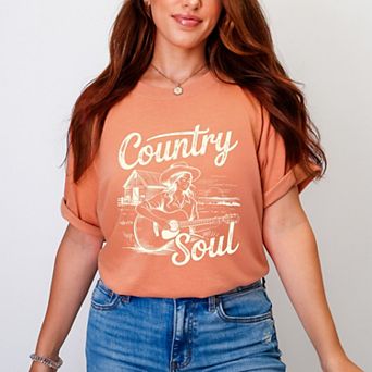 Country Soul Guitar - Women's Garment Dyed Graphic T-Shirt