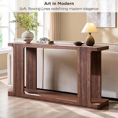 Modern Wood Console Table with Shelf, 63" Entryway Sofa Table for Hallway Living Room