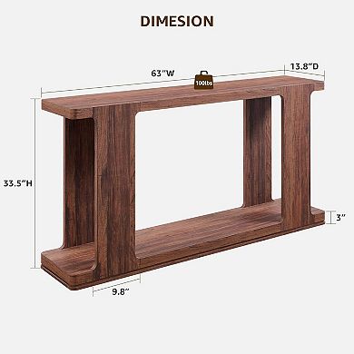Modern Wood Console Table with Shelf, 63" Entryway Sofa Table for Hallway Living Room