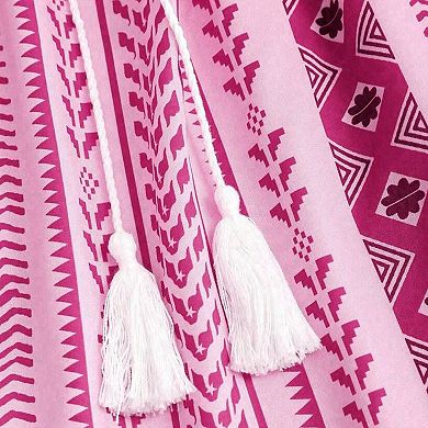 Boho Halter Summer Beach Maxi Dress with Geometric Print, Tassel Tie & Side Slit