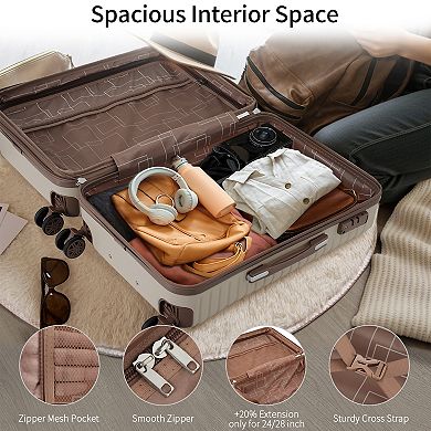 Whisen 3-Piece Airline Approved Luggage Set, 20-inch Lightweight Hardshell ABS Suitcases with Wheels