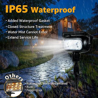 Ollny Solar Spot Lights Outdoor IP65 Waterproof, Auto On/Off 4 Pack Warm White