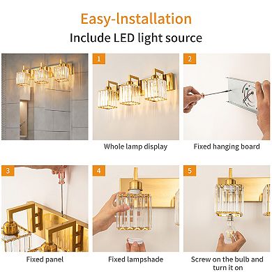 ZLAIQB 20.47" 3-Light Modern Crystal Bathroom Wall Lamp
