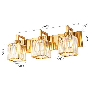 ZLAIQB 20.47" 3-Light Modern Crystal Bathroom Wall Lamp