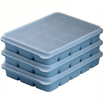 Ice Cube Trays Silicone Removable Lid 3 pc