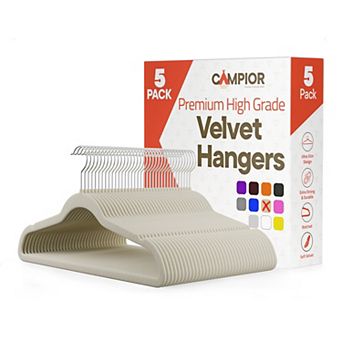 Campior Velvet Hangers, Non-Slip, 360° Swivel Hook, Space-Saving, Pack of 5