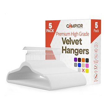 Campior Velvet Hangers, Non-Slip, 360° Swivel Hook, Space-Saving, Pack of 5