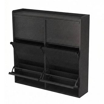 Shoe Cabinet with 6 Flip Drawers Hidden Entryway Shoe Storage Organizer with Adjustable Shelves
