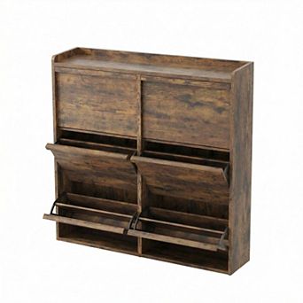 Shoe Cabinet with 6 Flip Drawers Hidden Entryway Shoe Storage Organizer with Adjustable Shelves