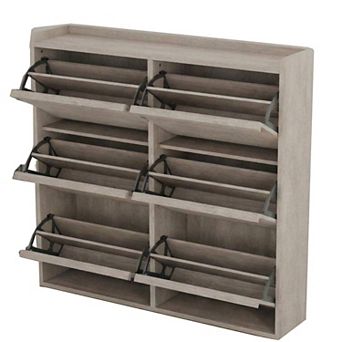 Shoe Cabinet with 6 Flip Drawers Hidden Entryway Shoe Storage Organizer with Adjustable Shelves