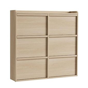 Shoe Cabinet with 6 Flip Drawers Hidden Entryway Shoe Storage Organizer with Adjustable Shelves