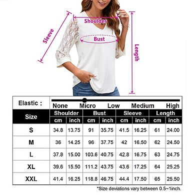 Women's Elegant V Neck 3/4 Sleeve Chiffon Blouses Tops Business Casual Work Office Shirts