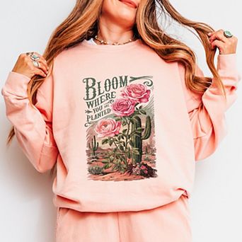Bloom Where You Are Planted Cactus - Women's Lightweight Garment Dyed Sweatshirt