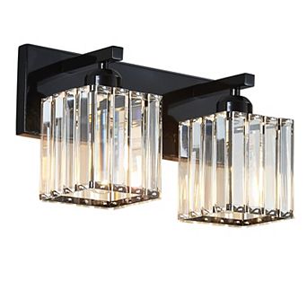 ZLAIQB 12.59" 2-Light Modern Crystal Bathroom Wall Lamp
