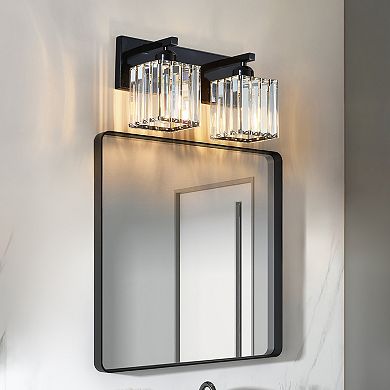 ZLAIQB 12.59" 2-Light Modern Crystal Bathroom Wall Lamp