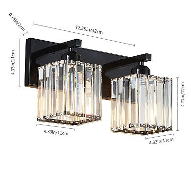 ZLAIQB 12.59" 2-Light Modern Crystal Bathroom Wall Lamp