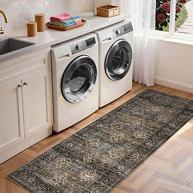 Medallion Area Rug Non Slip Stain Resistant Vacuum Clean Ultra Thin Carpet for Bedroom Bathroom