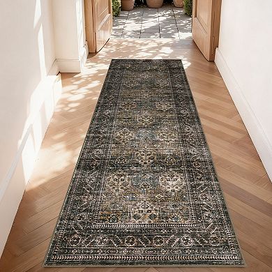 Medallion Area Rug Non Slip Stain Resistant Vacuum Clean Ultra Thin Carpet for Bedroom Bathroom