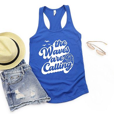 The Waves Are Calling - Women's Graphic Racerback Tank Top