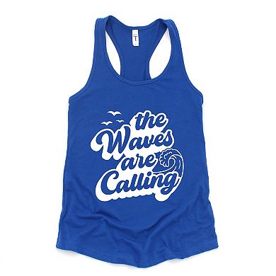 The Waves Are Calling - Women's Graphic Racerback Tank Top