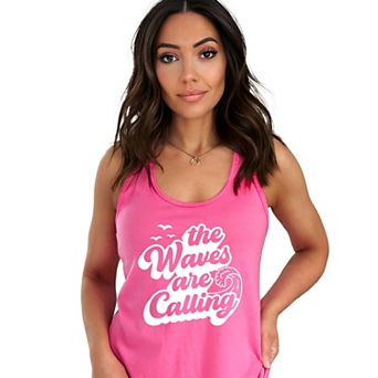 The Waves Are Calling - Women's Graphic Racerback Tank Top