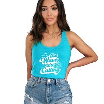 The Waves Are Calling - Women's Graphic Racerback Tank Top