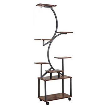 61" S-Shaped 8 tier Plant Stand with 3 Head Grow Lights