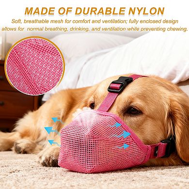 1Pc Soft Mesh Muzzle Adjustable Covered Mouth Guard Breathable