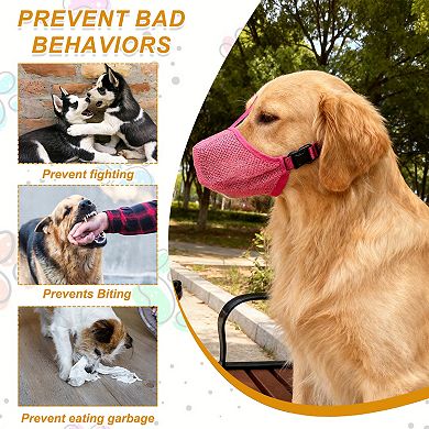 1Pc Soft Mesh Muzzle Adjustable Covered Mouth Guard Breathable