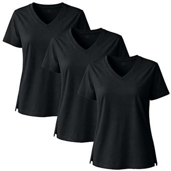 Women's 3 Packs Soft Stretch Tee, V-Neck Designed T-Shirt Set with Short Sleeves - WOVA COUTURE
