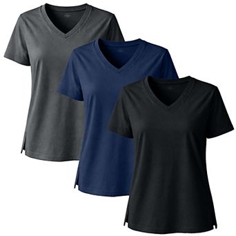 Women's 3 Packs Soft Stretch Tee, V-Neck Designed T-Shirt Set with Short Sleeves - WOVA COUTURE