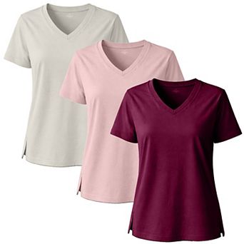 Women's 3 Packs Soft Stretch Tee, V-Neck Designed T-Shirt Set with Short Sleeves - WOVA COUTURE