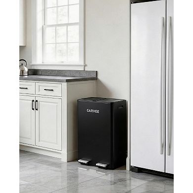 2 x 8 Gallon Dual Compartment Trash Can, Slow Close Step Pedal Garbage Bin with Removable Buckets