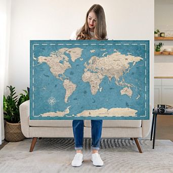 Push Pin World Map - Blue