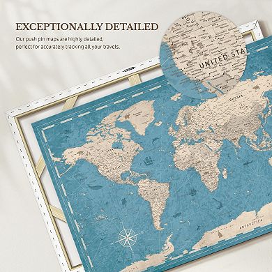 Push Pin World Map - Blue