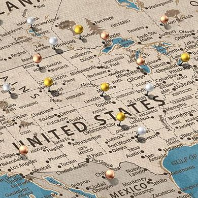 Push Pin World Map - Blue