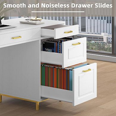 Executive Desk with 7 Drawers, 57" Desktop, Elegant Design