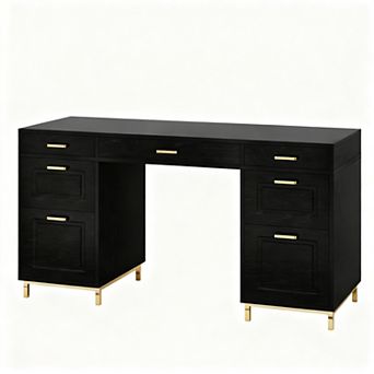 Executive Desk with 7 Drawers, 57" Desktop, Elegant Design