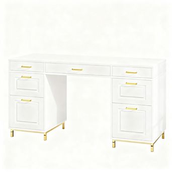 Executive Desk with 7 Drawers, 57" Desktop, Elegant Design