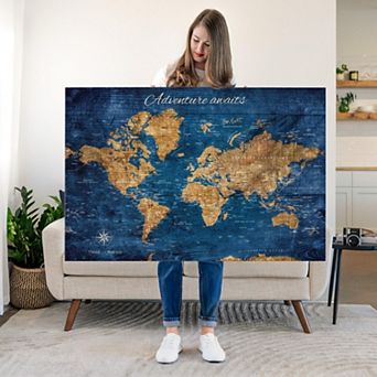 Adventure Awaits VI Push Pin World Map